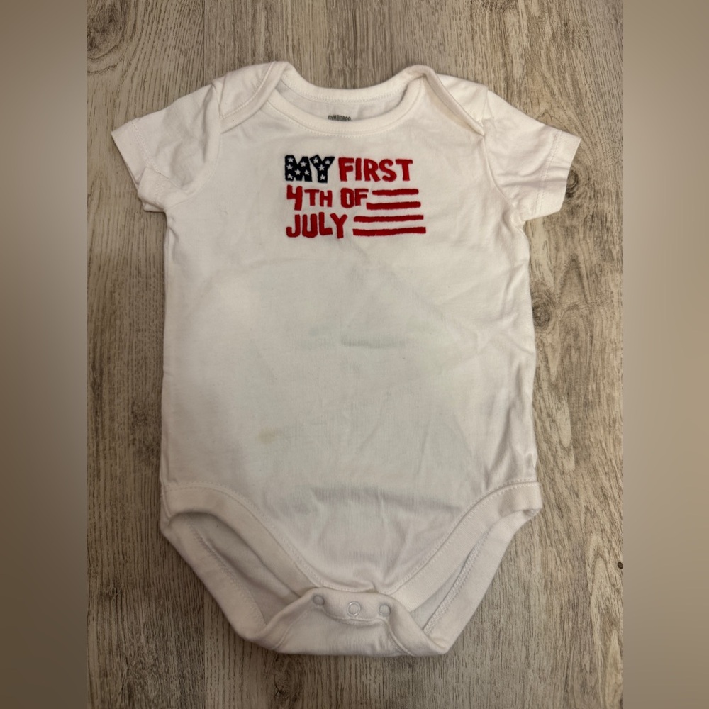 White 'My First 4th of July' Baby Onesie